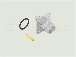  N(F) S/T Jack With Panel 4-Hole SQ. Flange With O-Ring For .141 Semi-Rigid/Flexible/RG-402                                                                                                                                                                                                                                                                                                                                                                                                                                                                                                                                                                                                                                                                                                                                      